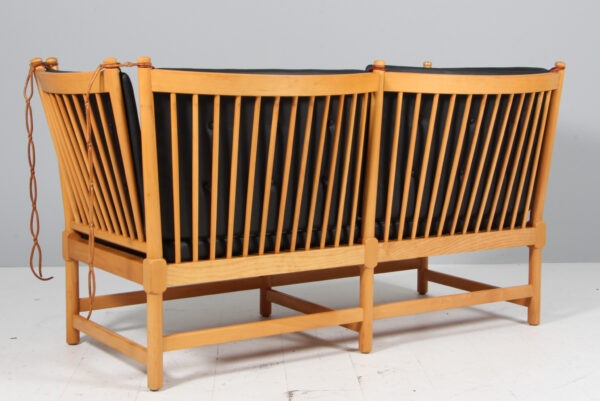 Børge Mogensen tremmesofa af bøg og læder, model 1789 - Image 3