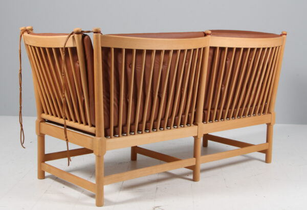 Børge Mogensen tremmesofa af sæbebehandlet bøg og læder, model 1789 - Image 5