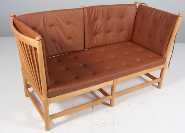 Børge Mogensen tremmesofa af sæbebehandlet bøg og læder, model 1789 - Image 2