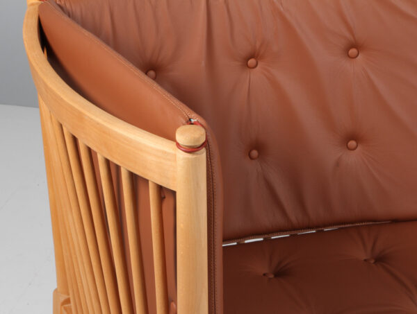 Børge Mogensen tremmesofa af sæbebehandlet bøg og læder, model 1789 - Image 4
