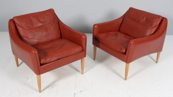 Hans Olsen Lænestole af cognac farvet læder. Model 800 - Billede 2