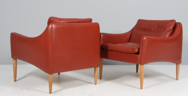 Hans Olsen Lænestole af cognac farvet læder. Model 800 - Billede 3