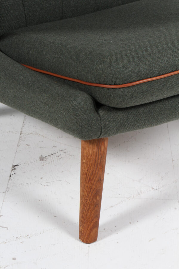 Hans J. Wegner Bamsestol af uld og læder, nyrenoveret - Billede 5