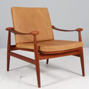 Finn Juhl Spadestol af teak og anilin læder