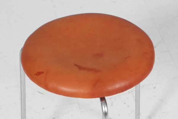 Arne Jacobsen dot skammel af stål og patineret læder - Billede 6