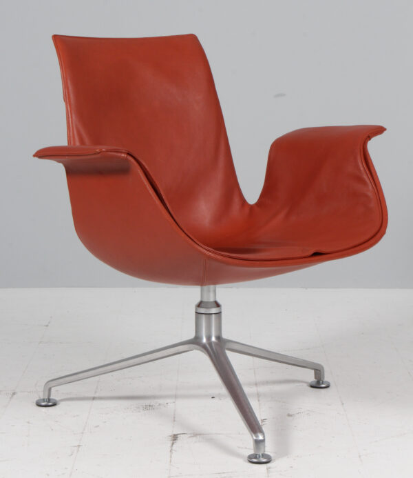Preben Fabricius & Jørgen Kastholm. ‘Tulip’ lounge chair. Cognac læder