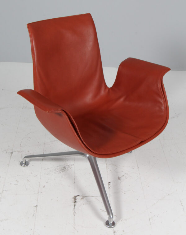Preben Fabricius & Jørgen Kastholm. ‘Tulip’ lounge chair. Cognac læder - Billede 2