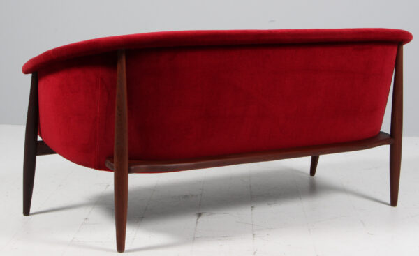 Johannes Andersen for Trensum to personers sofa af teak og velour - Billede 5