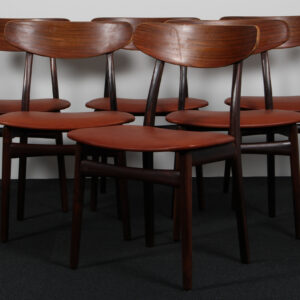 Henning Kjærnulf sæt på seks stole af palisander og anilin læder