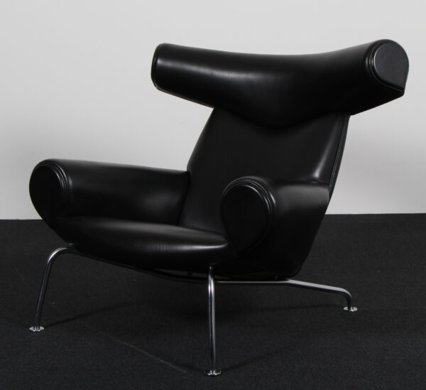 Hans J. Wegner Ox Chair samt skammel, original betrukket - Billede 8