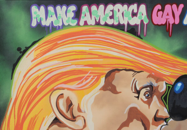 L:Ron:Harald, figurativ komposition. Make America Gay Again 100×150 cm - Billede 2