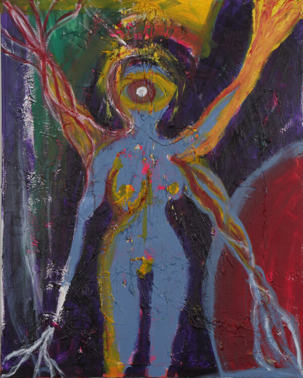 Jesper “Jokeren” Dahl, figurativ komposition. “Modergudinde” 80×100