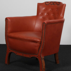 Otto Schulz lænestol af cognac farvet læder