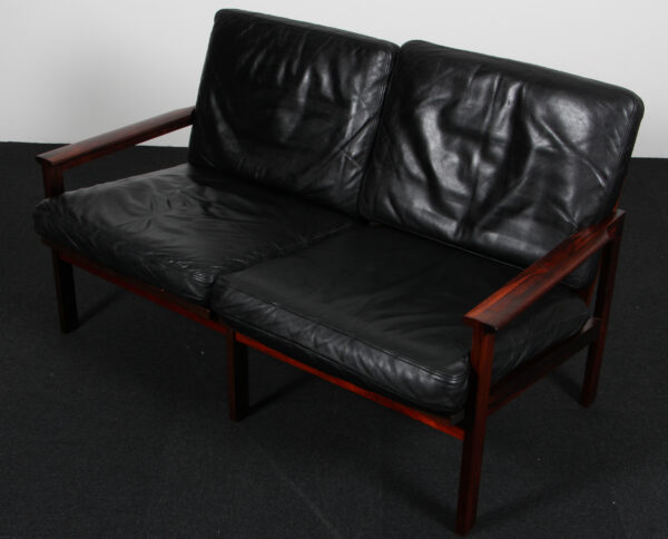 Illum Wikkelsø to personers sofa læder og palisander. Model Capella - Billede 2