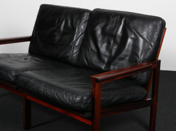 Illum Wikkelsø to personers sofa læder og palisander. Model Capella - Billede 6
