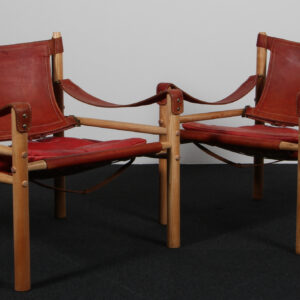 Arne Norell Scirocco par safaristole af ask og læder