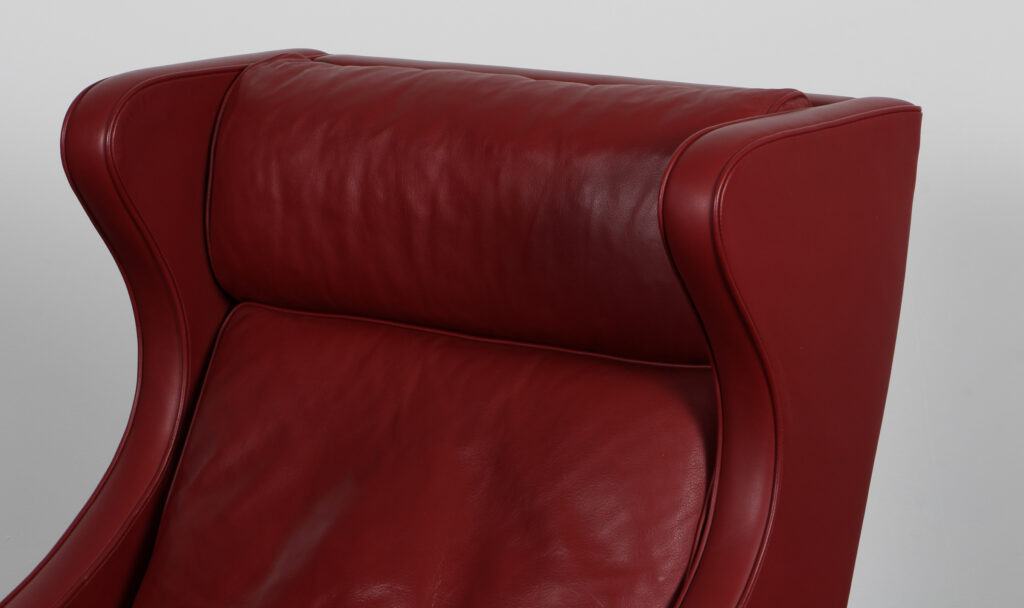 Børge Mogensen. Øreklapstol med skammel, model model 2204/2202. Original betrukket - Billede 9