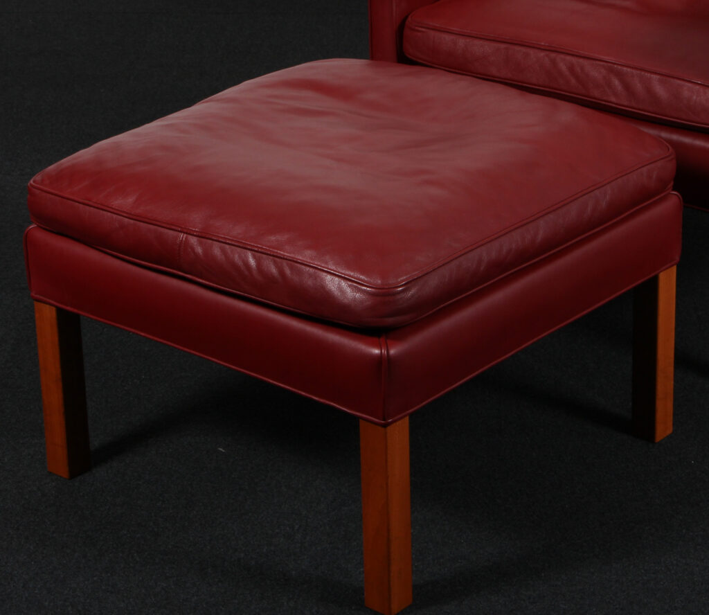 Børge Mogensen. Øreklapstol med skammel, model model 2204/2202. Original betrukket - Billede 8