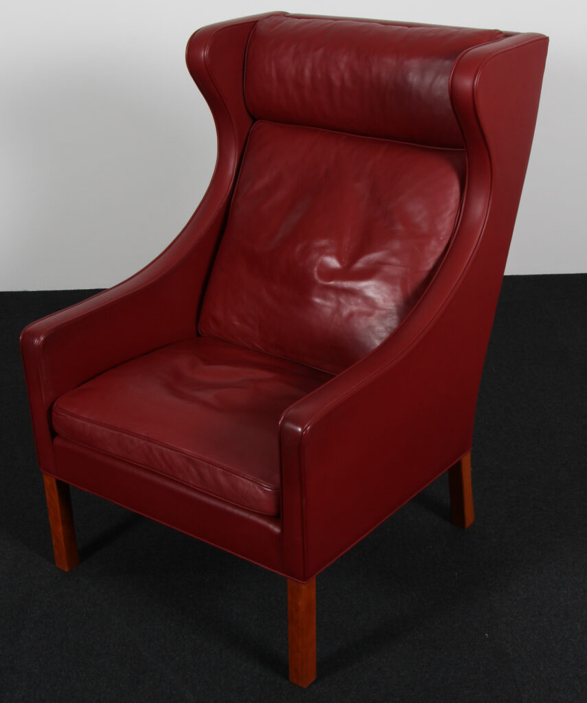 Børge Mogensen. Øreklapstol med skammel, model model 2204/2202. Original betrukket - Billede 5