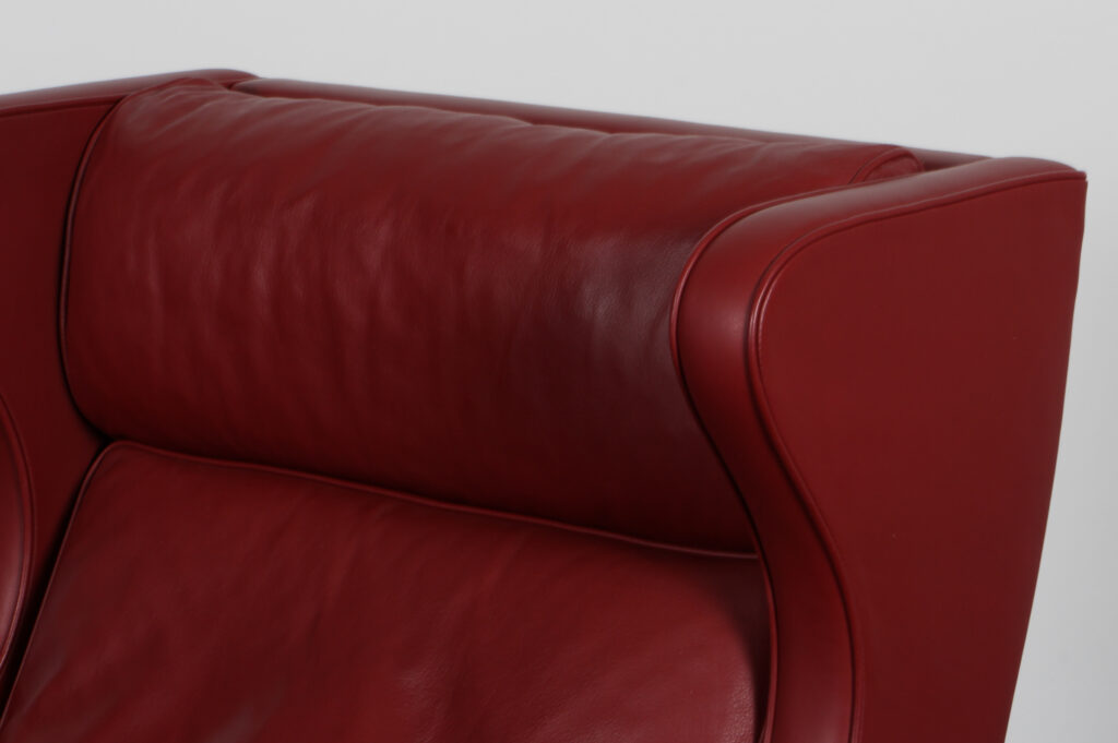 Børge Mogensen. Øreklapstol med skammel, model model 2204/2202. Original betrukket - Billede 4