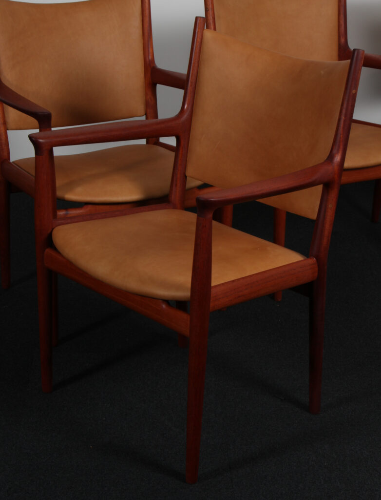 Hans J. Wegner fire armstole af mahogni og anilin læder, model JH513 - Billede 8
