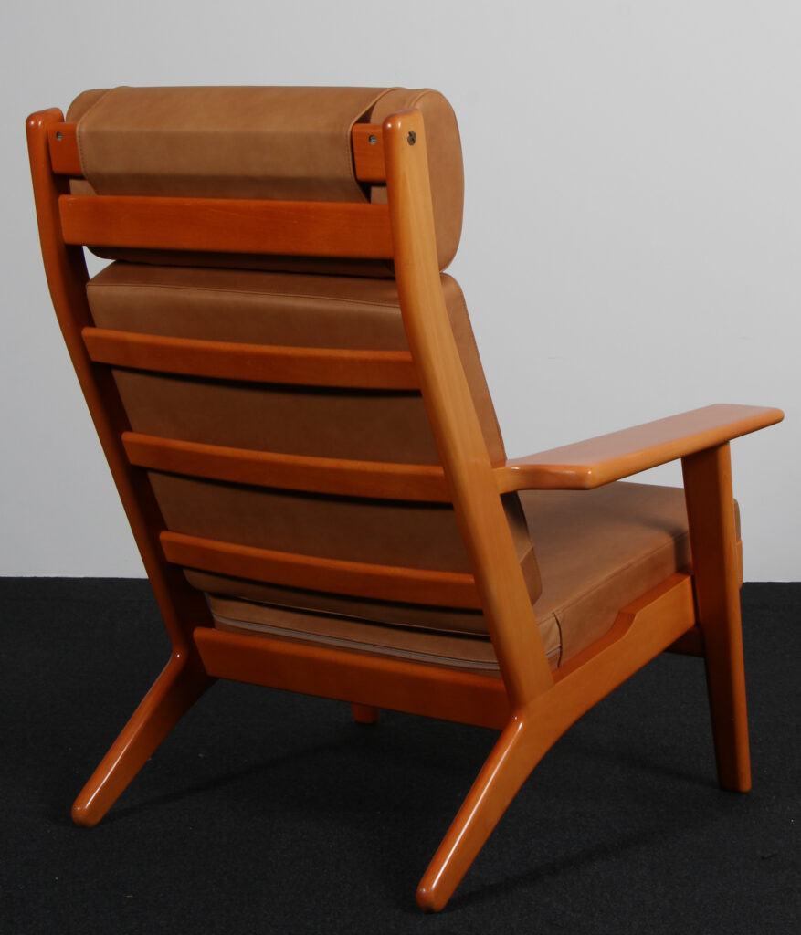 Hans J. Wenger højrygget lænestol, anilin læder. GE290A - Billede 3