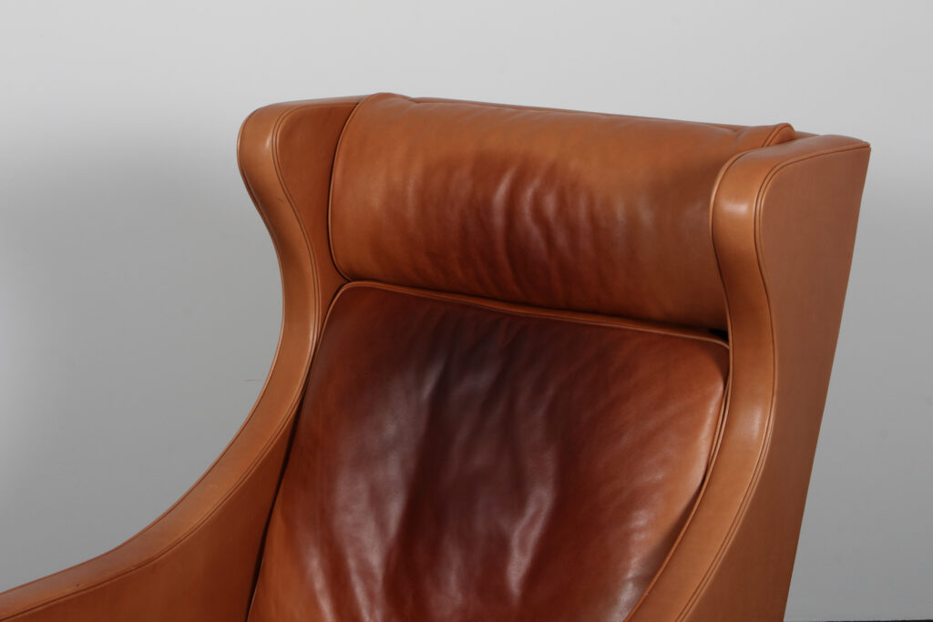 Børge Mogensen. Øreklapstol med skammel, model model 2204/2202. Original betrukket - Billede 8