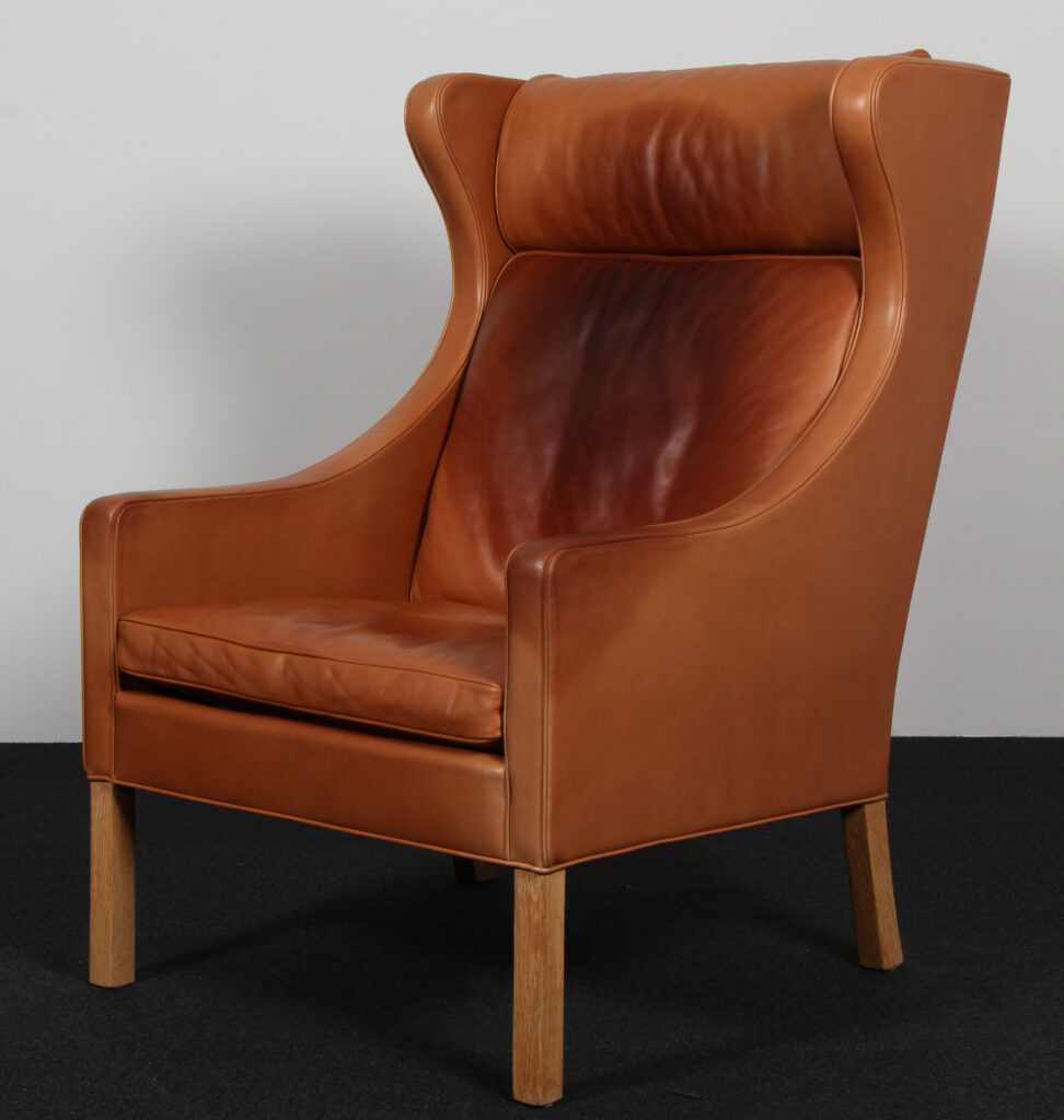 Børge Mogensen. Øreklapstol med skammel, model model 2204/2202. Original betrukket - Billede 6