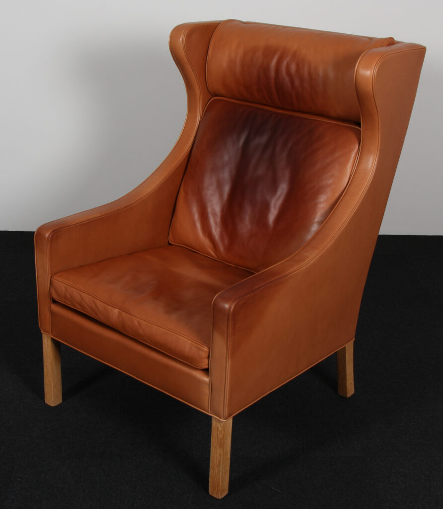 Børge Mogensen. Øreklapstol med skammel, model model 2204/2202. Original betrukket - Billede 5