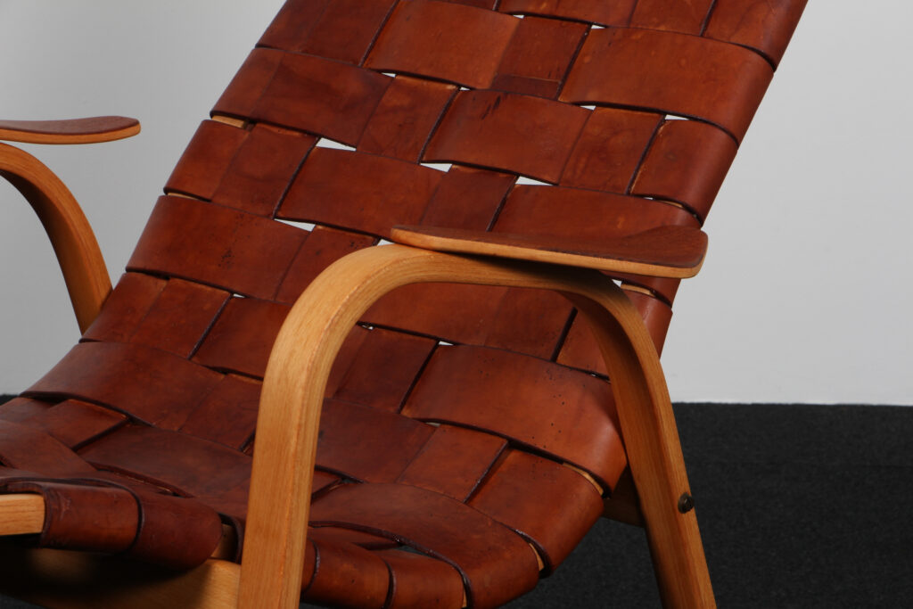 Yngve Ekström lænestol af kernelæder. Model Kurva 1950'erne - Billede 6