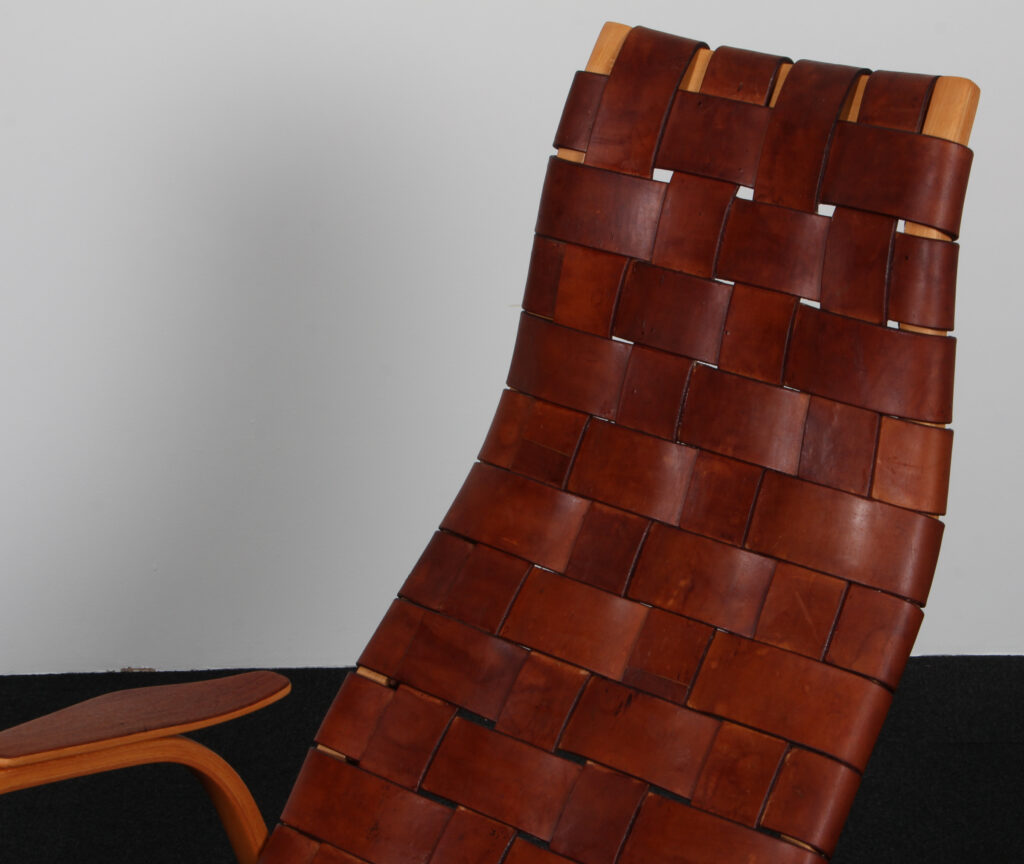 Yngve Ekström lænestol af kernelæder. Model Kurva 1950'erne - Billede 5