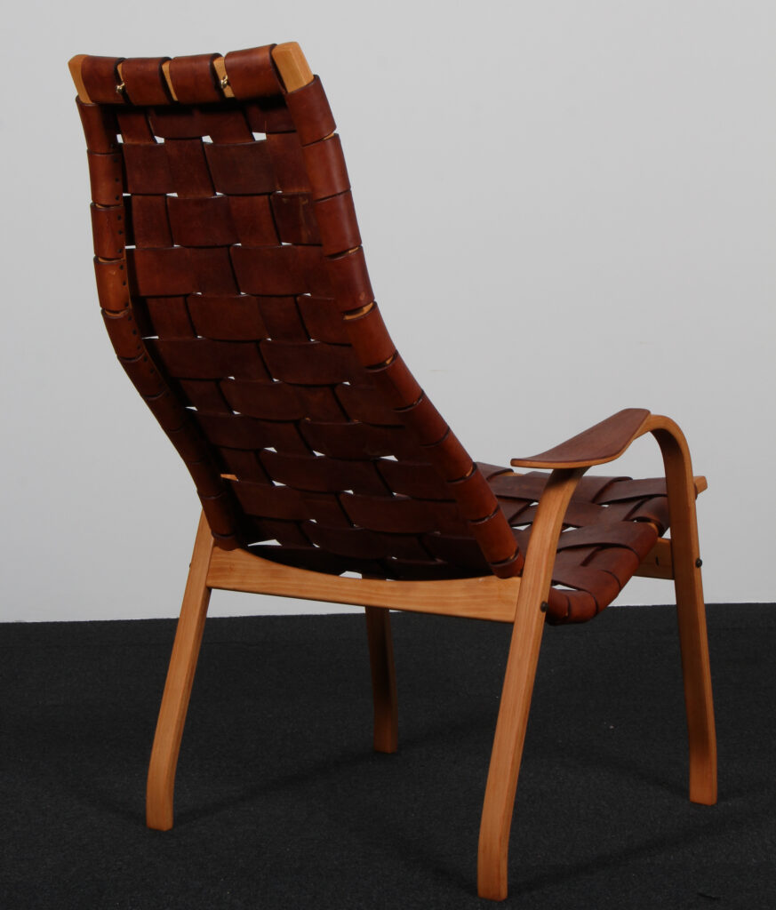 Yngve Ekström lænestol af kernelæder. Model Kurva 1950'erne - Billede 4