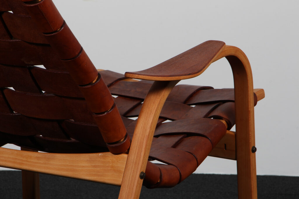 Yngve Ekström lænestol af kernelæder. Model Kurva 1950'erne - Billede 3