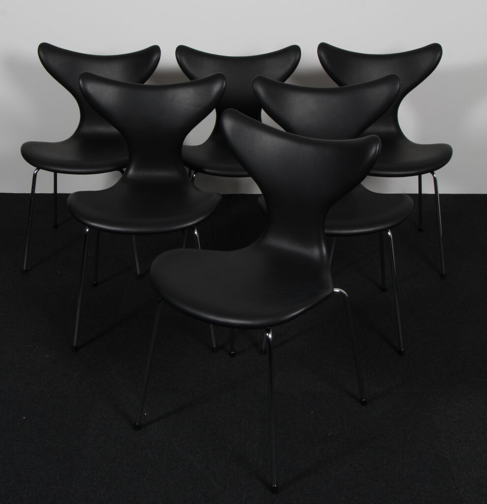 Arne Jacobsen sæt på seks Liljer, anilin læder. Model 3108 - Billede 2