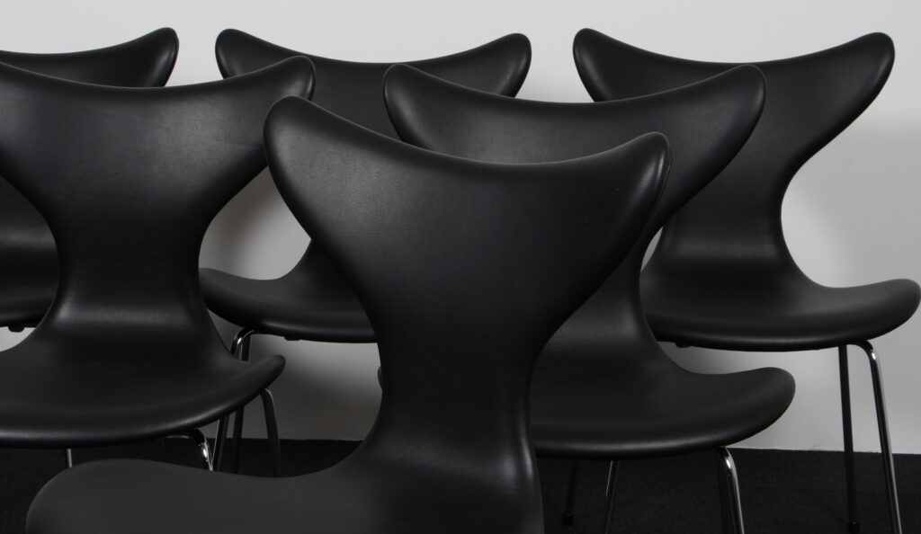 Arne Jacobsen sæt på seks Liljer, anilin læder. Model 3108 - Billede 7