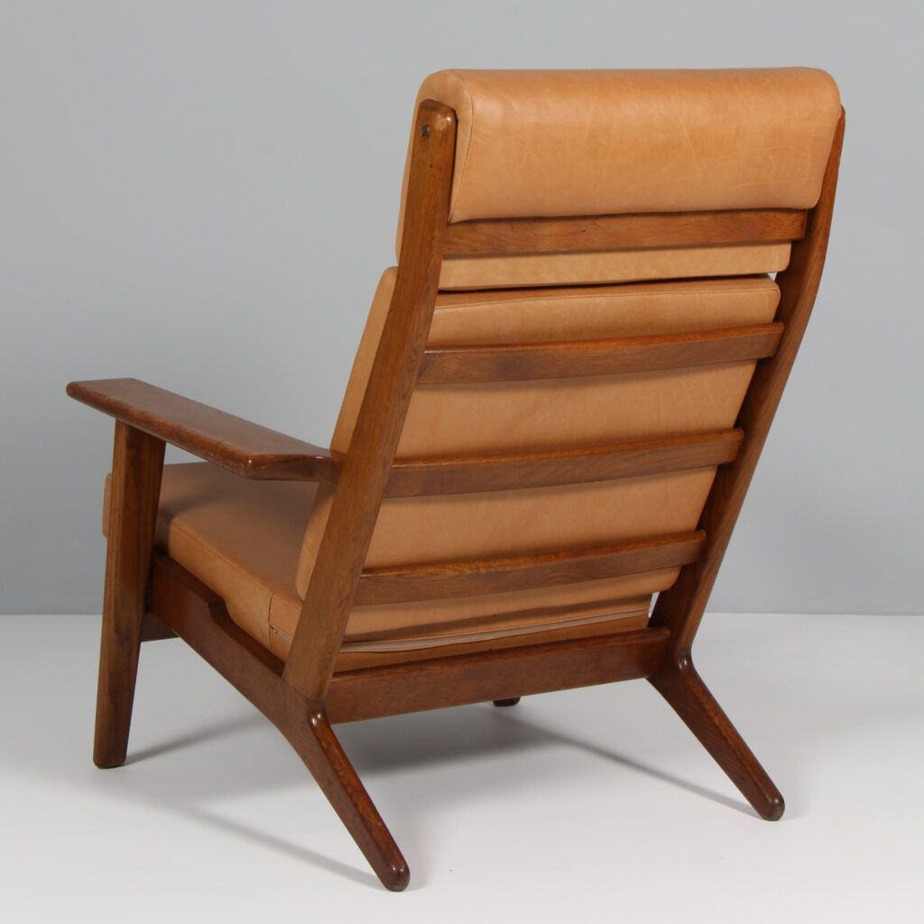 Hans J. Wenger højrygget lænestol, anilin læder. GE290A - Billede 3