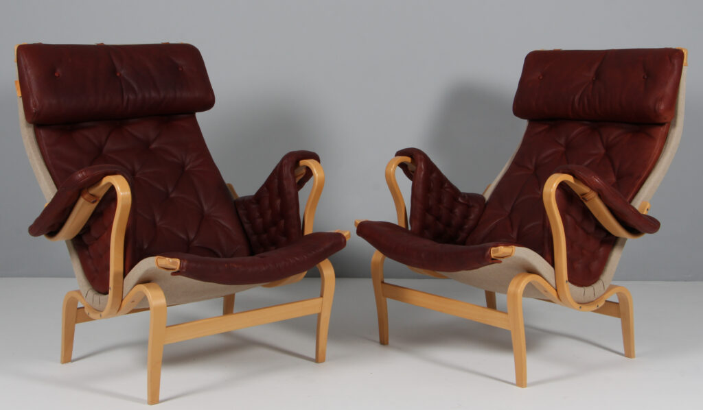 Bruno Mathsson Pernilla lænestol, bøg og læder.