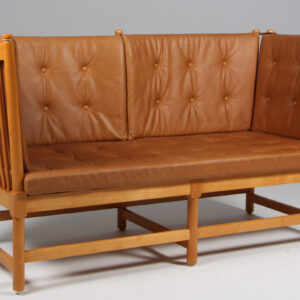 Børge Mogensen Tremmesofa stel af bøg og anilin læder. Model 1789