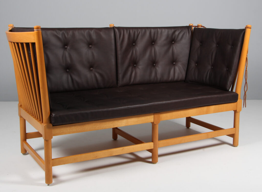 Børge Mogensen Tremmesofa stel af bøg og anilin læder. Model 1789