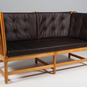 Børge Mogensen Tremmesofa stel af bøg og anilin læder. Model 1789