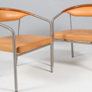 Henrik Tengler par lounge stole af valnød og natur læder, Chairman