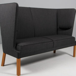 Frits Henningsen to personers Kupe sofa, stof og læder