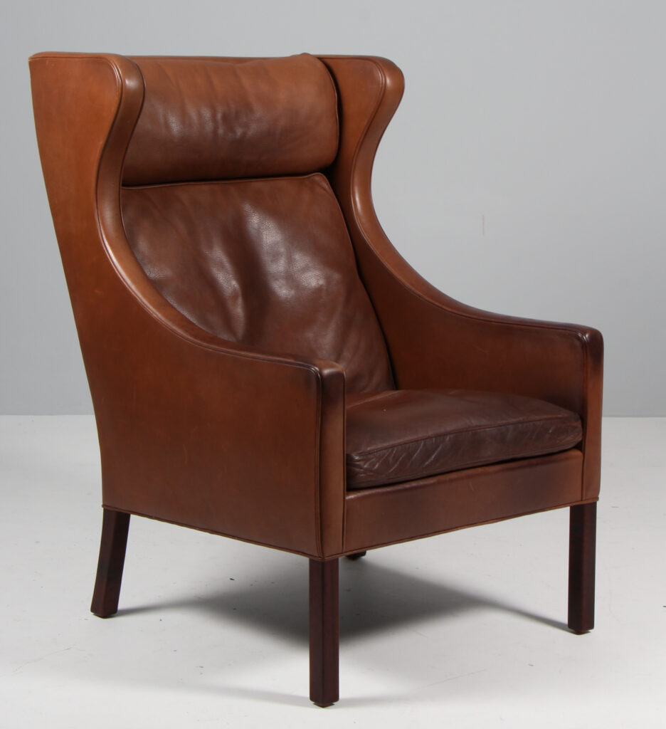 Børge Mogensen øreklapstol, original betrukket. Model 2204
