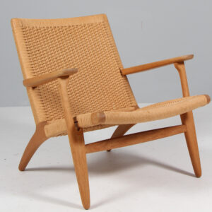 Hans J. Wegner vintage lænestol af eg og papirflet, model CH25