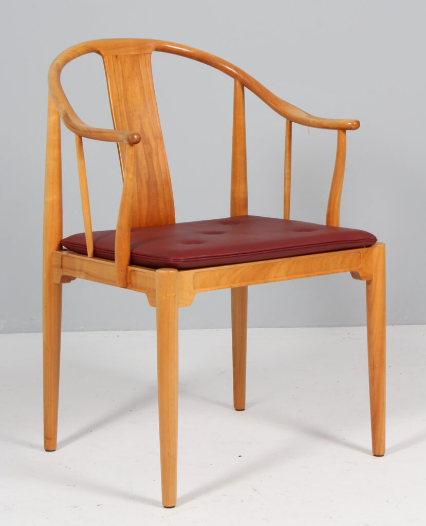 Hans J. Wegner kina stol af kirsebær og elegance anilin læder, model 4283