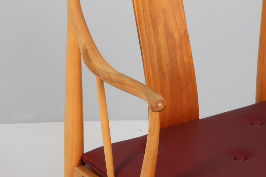 Hans J. Wegner kina stol af kirsebær og elegance anilin læder, model 4283 - Billede 7