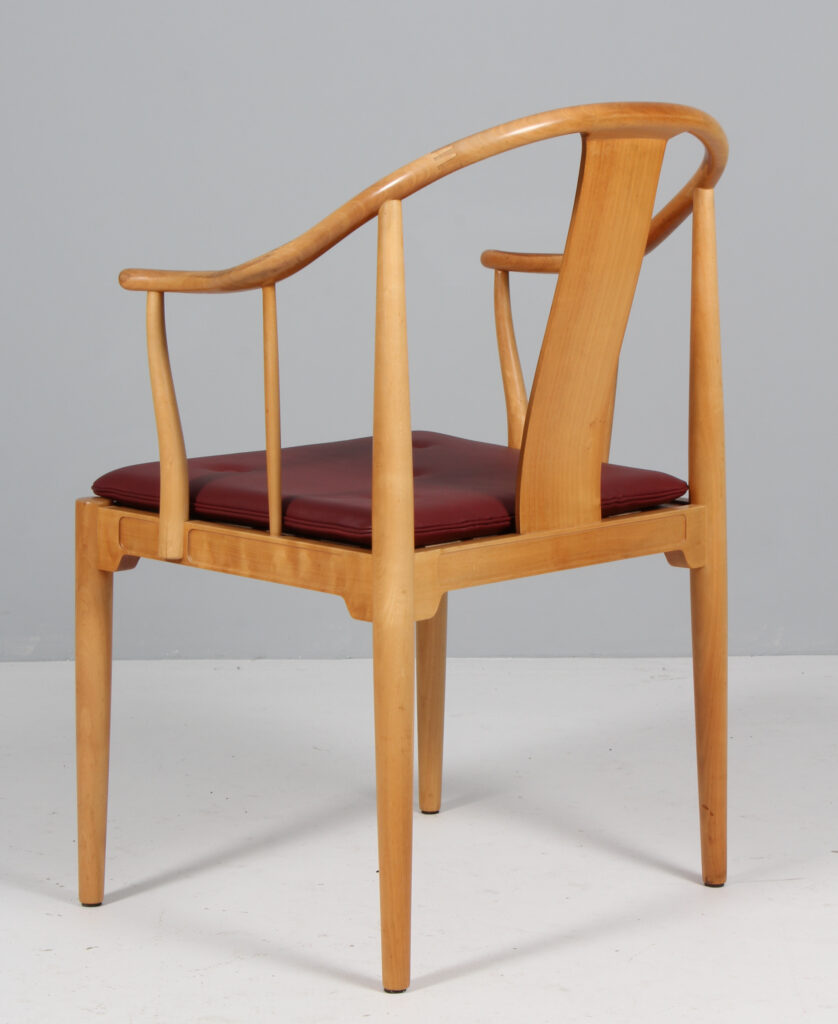 Hans J. Wegner kina stol af kirsebær og elegance anilin læder, model 4283 - Billede 4