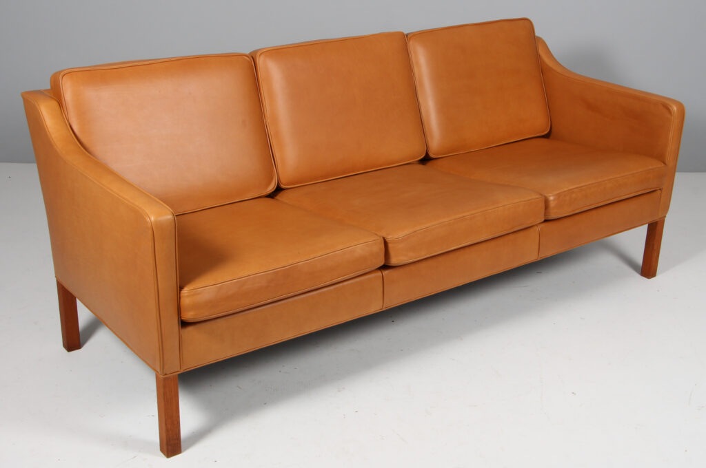 Børge Mogensen tre personers sofa model 2423, anilin læder - Billede 2