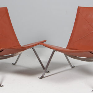 Poul Kjærholm lænestole, cognac læder, original betrukket. PK22