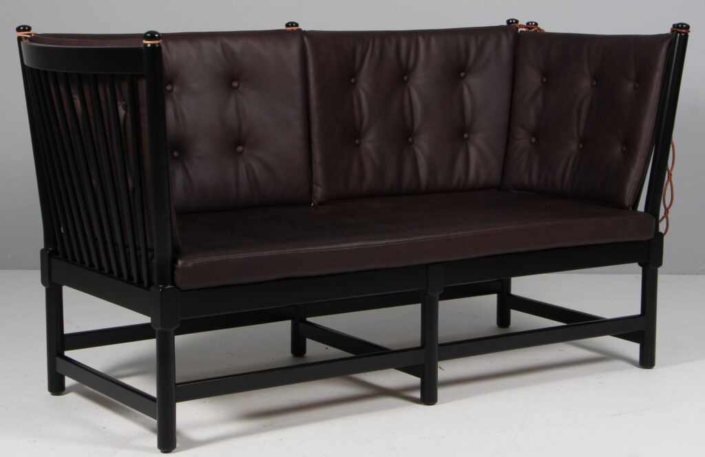 Børge Mogensen Tremmesofa sortlakeret stel og anilin læder. Model 1789